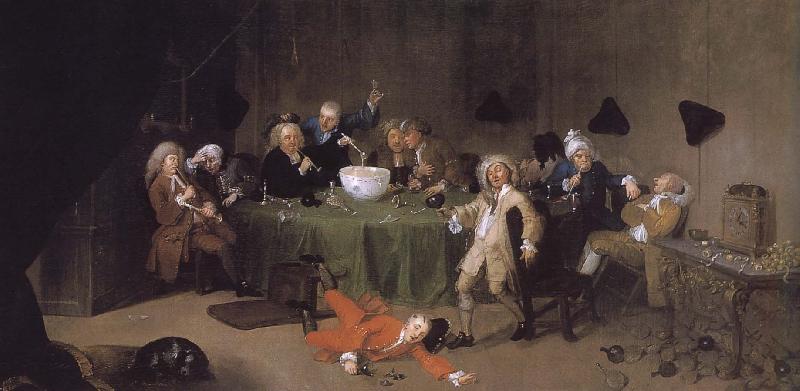William Hogarth A modern midnight conversation oil painting picture
